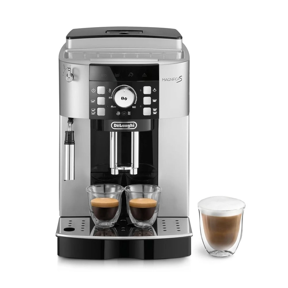 DELONGHI Magnifica S ECAM21.116.SB - 5 Kaffeespezialitäten, kompakt, elegantes Design, Direktwahltasten, leichte Bedienung, Kaffeevollautomat Silber