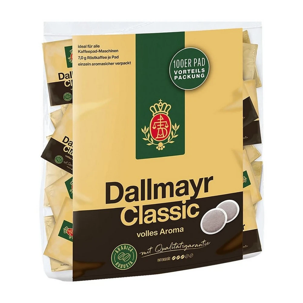 DALLMAYR Kaffee Classic, 100 Pads, kräftig, für alle Padmaschinen