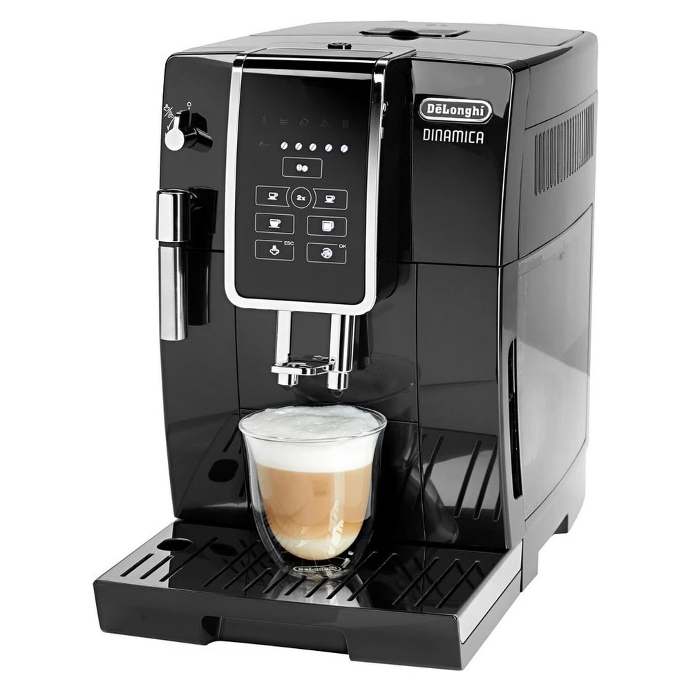 De'Longhi Kaffeevollautomat Dinamica ECAM358.15.B - Long Coffee Funktion für Filterkaffee, schwarz, Milchaufschäumdüse, 300 g Bohnenbehälter, automatische Reinigung