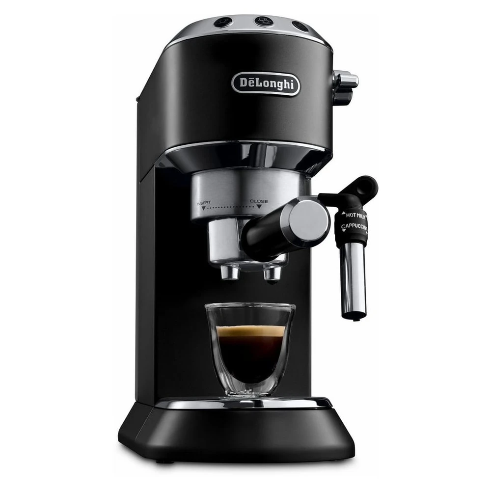 De'Longhi Espressomaschine Dedica Style EC685.BK - Espresso & Doppio, mit Milchschaumdüse, Nur 15 cm breit, für E.S.E Pads geeignet, 1L, inkl. Milchschaumdüse