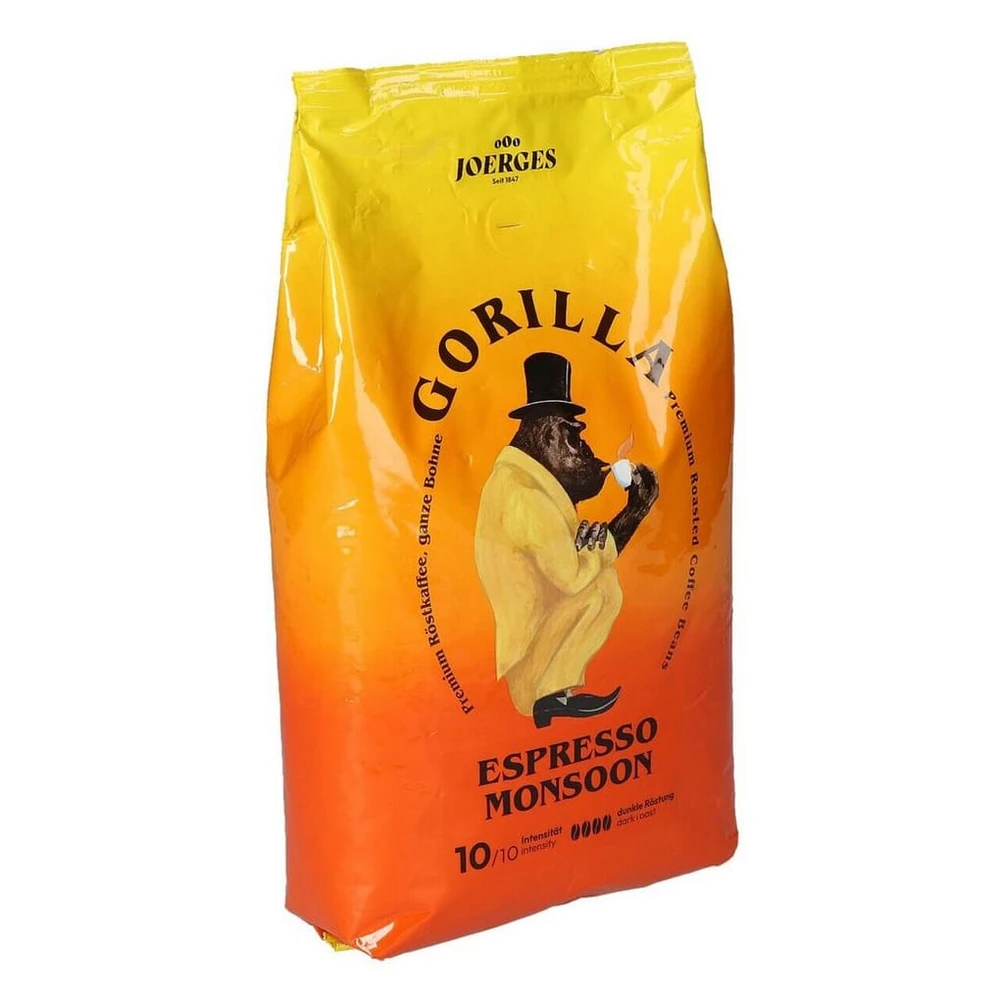 Gorilla Kaffee Monsoon, Espresso 1 kg, ganze Robusta Bohnen, dunkel geröstet